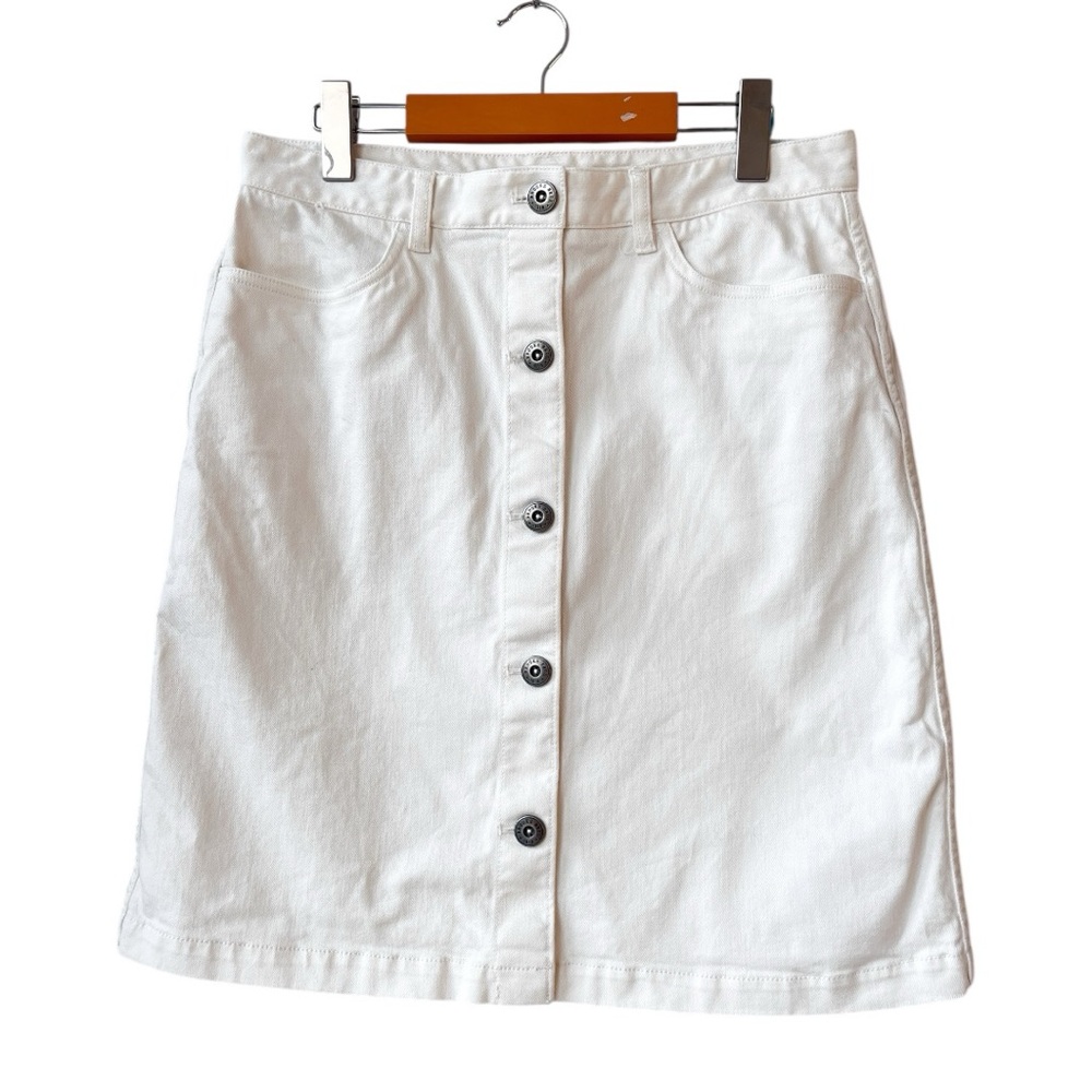 Brooks Brothers White Button down Denim Skirt - high waisted